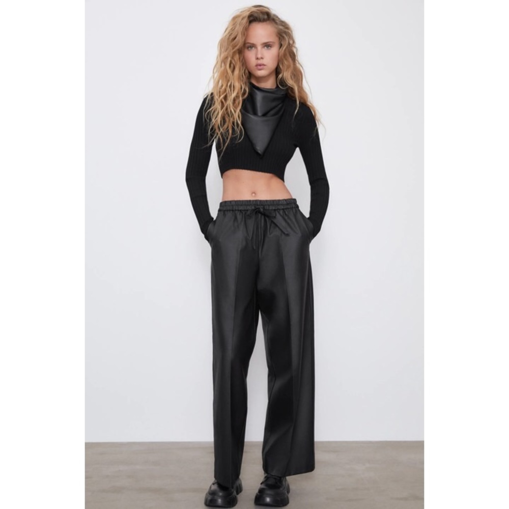 NWT Zara Waxed Effect Pants